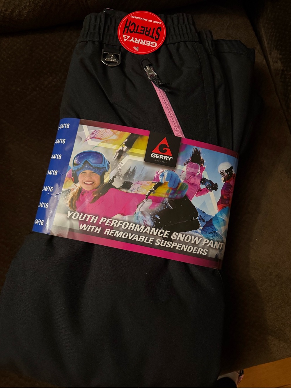 Gerry Weber Black Youth Snow Pants with Pink Zipper Accent